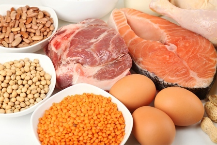 В хранителния режим в бодибилдинга присъстват хранителни продукти, богати на протеини и въглехидрати