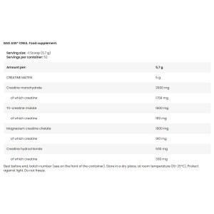 BAD ASS Crea 4 Advanced Forms of Creatine Matrix 300 грама
