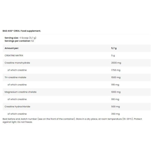 BAD ASS Crea | 4 Advanced Forms of Creatine Matrix - Креатинови матрици с креатин монохидрат - BAD ASS BAD ASS Crea | 4 Advanced Forms of Creatine Matrix 300 грама
