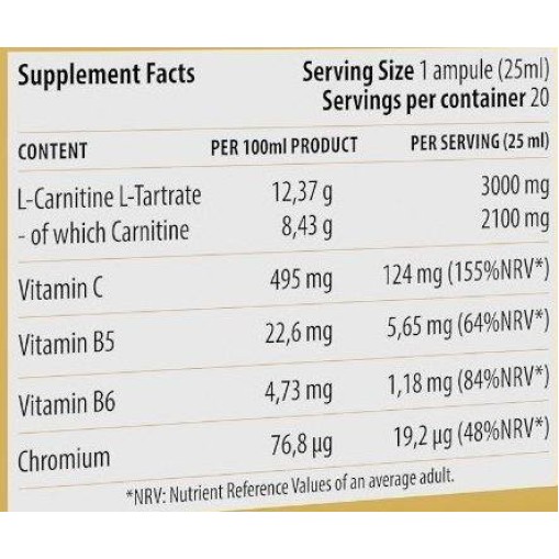 Liquid L-Carnitine Shot 3000 - L-Карнитин на шотове / дози - Dorian Yates Nutrition Dorian Yates Nutrition Liquid L-Carnitine Shot 3000 20x25ml.