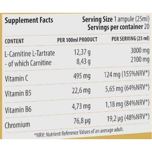 Liquid L-Carnitine Shot 3000 - L-Карнитин на шотове / дози - Dorian Yates Nutrition Dorian Yates Nutrition Liquid L-Carnitine Shot 3000 25ml.