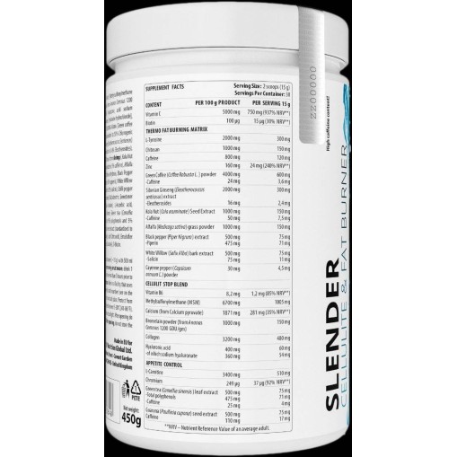 Slender / Cellulite & Fat Burner / Ultimate Matrix - Универсални термогенни фетбърнъри - Dorian Yates Nutrition Dorian Yates Nutrition Slender / Cellulite & Fat Burner / Ultimate Matrix 450 грама