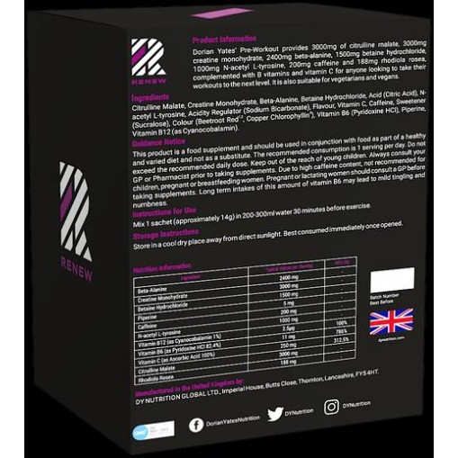 Dorian Yates Nutrition Renew Pre-Workout Sachets