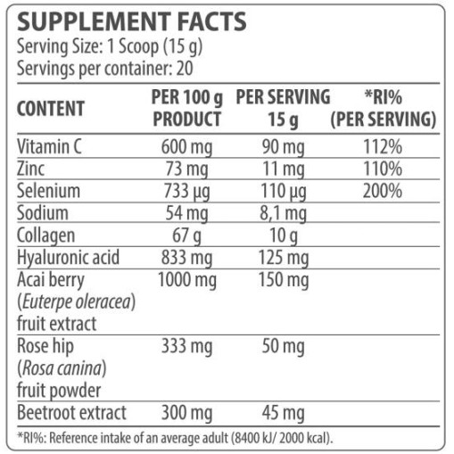 Collagen Complex | with Hyaluronic Acid & Acai Berry - Хидролизиран колаген - Dorian Yates Nutrition Dorian Yates Nutrition Collagen Complex | with Hyaluronic Acid & Acai Berry 300 грама