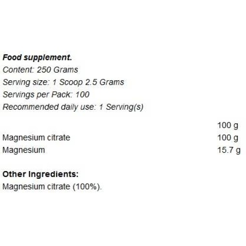 GymBeam Magnesium Citrate Powder 250 грама GymBeam Magnesium Citrate Powder 250 грама