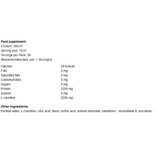 GymBeam L-Carnitine Liquid 220.000/L 500 мл GymBeam L-Carnitine Liquid 220.000/L 500 мл
