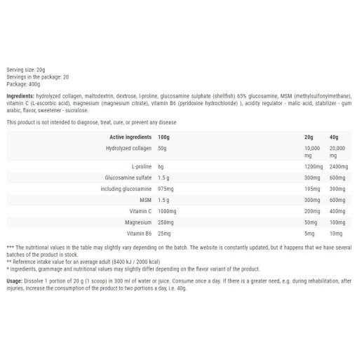 Hero.Lab Pro Flex / Collagen + Glucosamine - MSM - Proline 400 грама