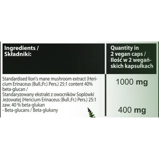 Lion's Mane | 40 Beta-Glucans - Lion's Mane - Hero.Lab Hero.Lab Lion's Mane 40% Beta-Glucans 60 капсули
