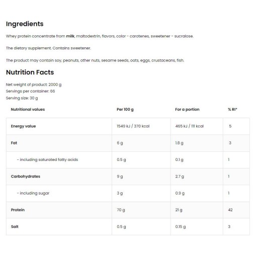 Whey Protein | 100 Whey Protein Concentrate + Keychain FREE - Суроватъчен протеин концентрат - OstroVit OstroVit Whey Protein 100% Whey Protein Concentrate 2000 грама