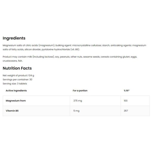 Mg + B6 / Magnesium Citrate + B6 - Магнезиев цитрат - OstroVit OstroVit Mg + B6 Magnesium Citrate + B6 90 Таблетки