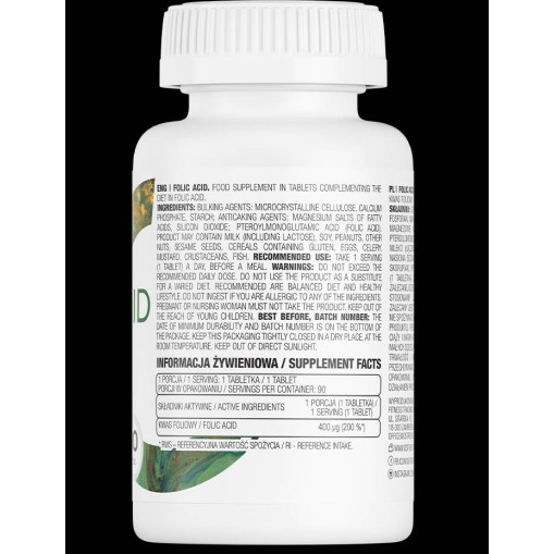Folic Acid 400 mcg - Фолиева киселина - OstroVit OstroVit Folic Acid 400 mcg 90 таблетки