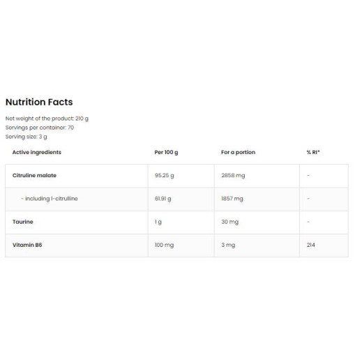 OstroVit Citrulline Malate Powder 210 грама