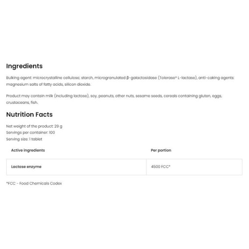 OstroVit Stabilolactic | Lactase enzyme 4500 FCC 100 Таблетки