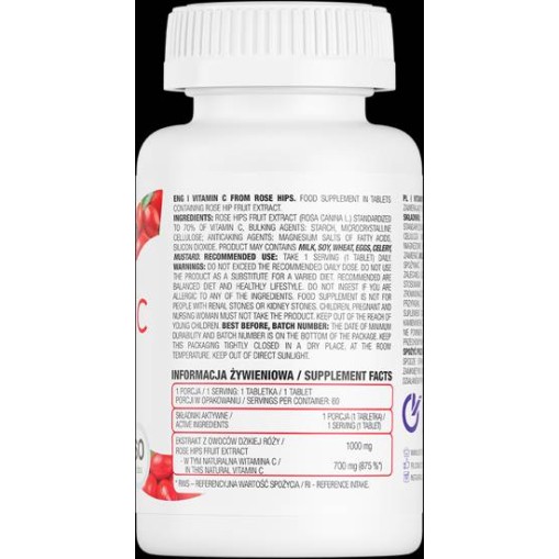 OstroVit Vitamin C From Rose Hips / 700 mg Natural Vitamin C 60 Таблетки