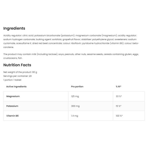 OstroVit Magnesium + Potassium + B6 | Effervescent 20 ефервесцентни таблетки OstroVit Magnesium + Potassium + B6 | Effervescent 20 ефервесцентни таблетки