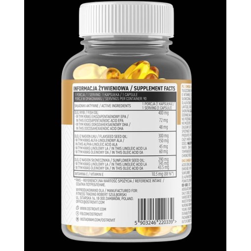 Omega 3-6-9 - Омега 3-6-9 от растителни масла - OstroVit OstroVit Omega 3-6-9 90 Гел капсули