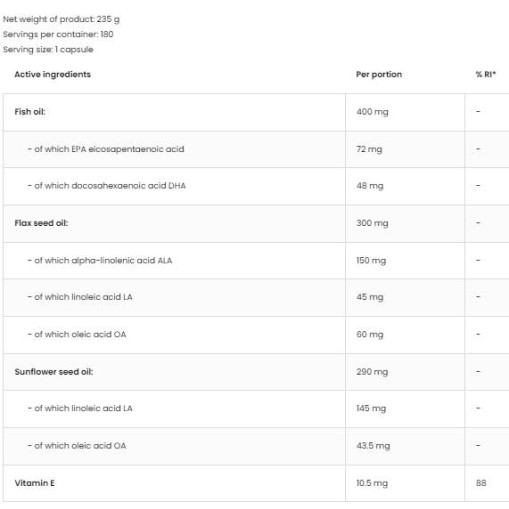 Omega 3-6-9 - Омега 3-6-9 от растителни масла - OstroVit OstroVit Omega 3-6-9 180 Гел капсули