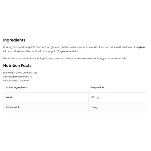 OstroVit Lutein Forte / with Zeaxanthin 30 Гел капсули
