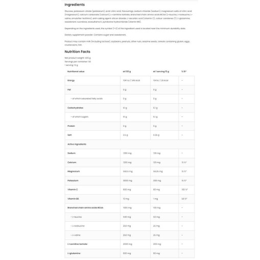 Isotonic Powder + BCAA, L-Carnitine, L-Glutamine - Изотонични напитки - OstroVit OstroVit Isotonic Powder + BCAA, L-Carnitine, L-Glutamine 500 грама