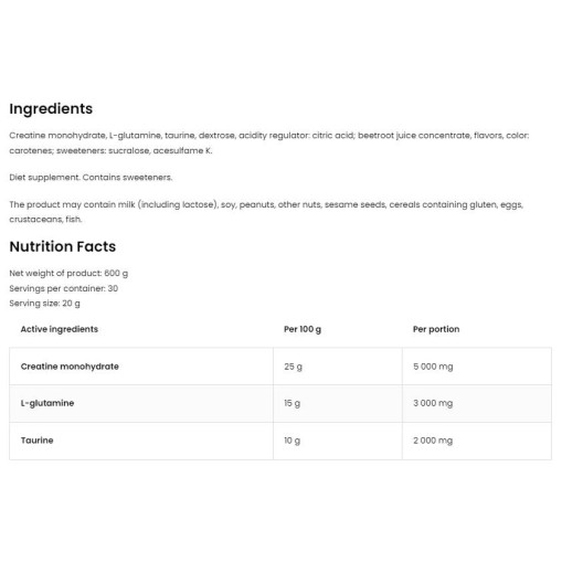 OstroVit CGT Powder Creatine + Glutamine + Taurine 600 грама OstroVit CGT Powder Creatine + Glutamine + Taurine 600 грама