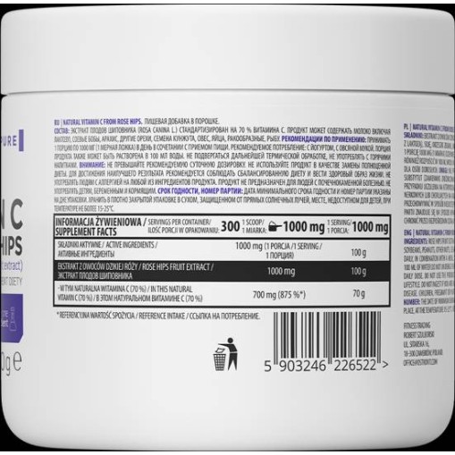 OstroVit Natural Vitamin C Powder / from Rose Hips 300 грама