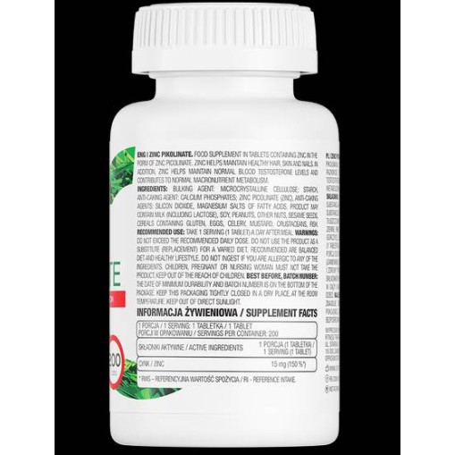 OstroVit Zinc Picolinate 15 mg / Limited Edition 200 Таблетки OstroVit Zinc Picolinate 15 mg / Limited Edition 200 Таблетки