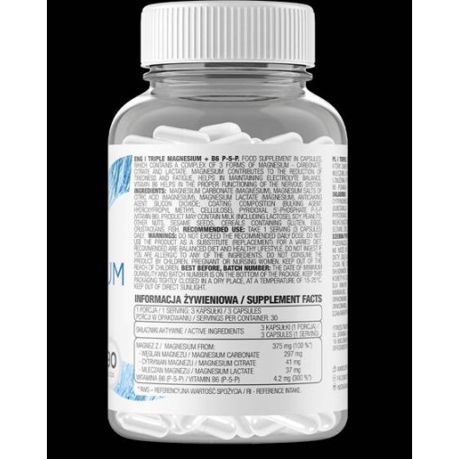 OstroVit Triple Magnesium + B6 P-5-P 90 капсули
