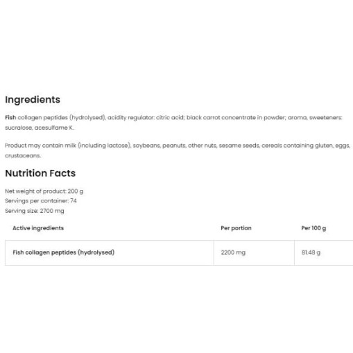 OstroVit Marine Collagen / Hydrolyzed Fish Collagen Powder 200 грама
