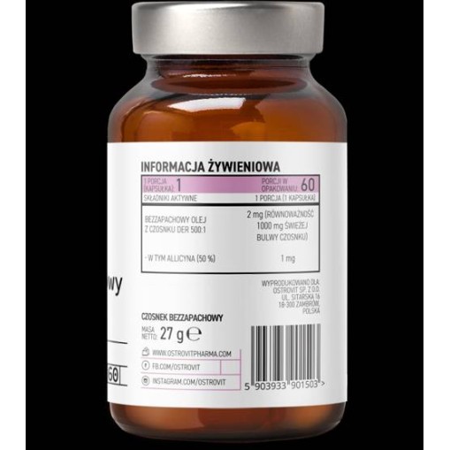 Odorless Garlic 1000 mg - Чесън - OstroVit OstroVit Odorless Garlic 1000 mg 90 гел капсули