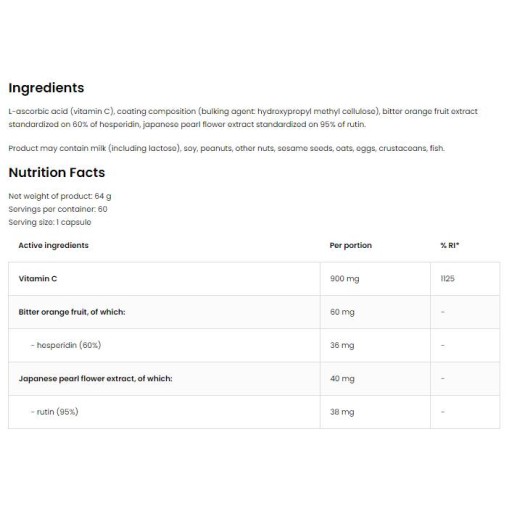 OstroVit Vitamin C + Hesperidin + Rutin 60 капсули