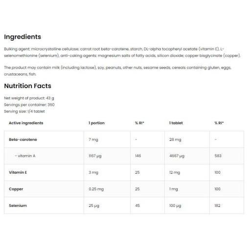OstroVit Beta-Carotene 28 90 Таблетки OstroVit Beta-Carotene 28 90 Таблетки