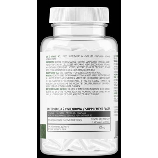 OstroVit Betaine HCl 650 mg 90 капсули