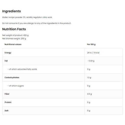 OstroVit Diet Spaghetti / Keto-Friendly Low-Calorie Konjac Noodles 250 грама