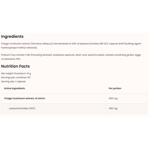 OstroVit Chaga 600 mg | Vege 60 капсули