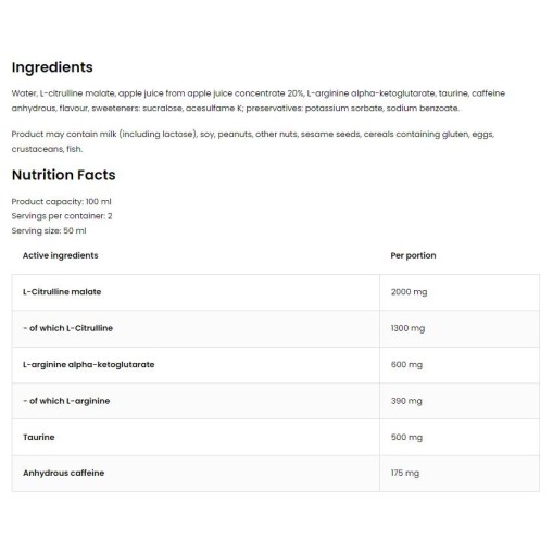 OstroVit Pump Pre-Workout Shot | without Beta-Alanine 100 мл OstroVit Pump Pre-Workout Shot | without Beta-Alanine 100 мл