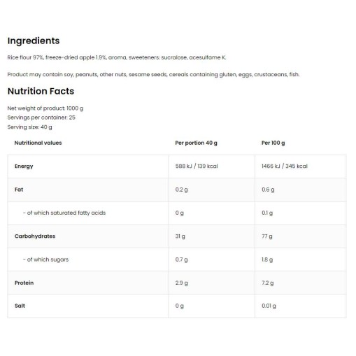 OstroVit Cream of Rice | Nutritious Rice Meal 1000 грама OstroVit Cream of Rice | Nutritious Rice Meal 1000 грама