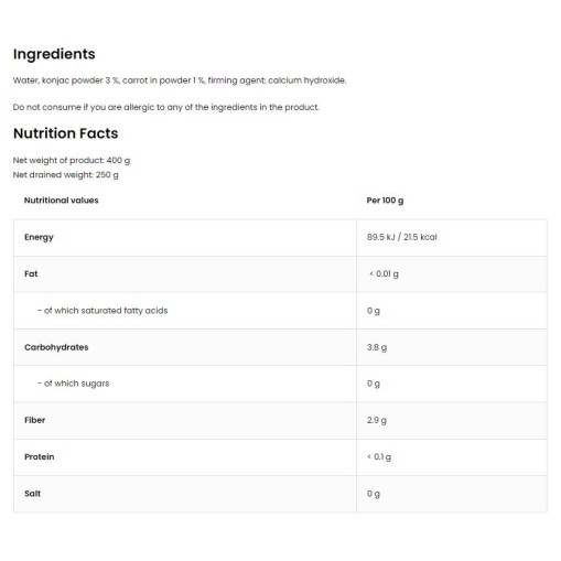 OstroVit Diet Spaghetti + Carrot / Keto-Friendly Low-Calorie Konjac Noodles 400 грама OstroVit Diet Spaghetti + Carrot / Keto-Friendly Low-Calorie Konjac Noodles 400 грама