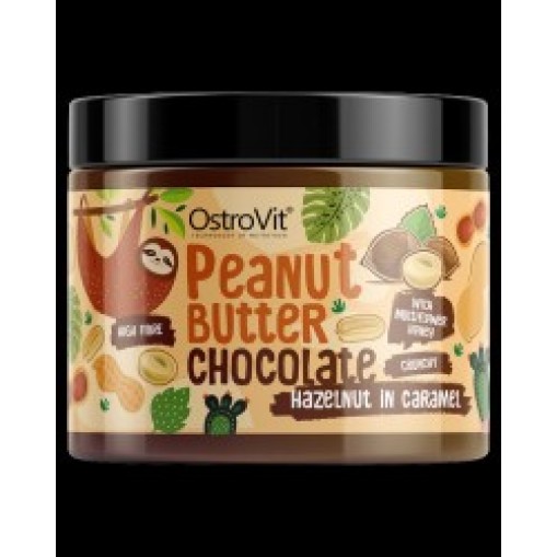 OstroVit Chocolate Peanut Butter with Hazelnut in Caramel | Crunchy 500 грама OstroVit Chocolate Peanut Butter with Hazelnut in Caramel | Crunchy 500 грама