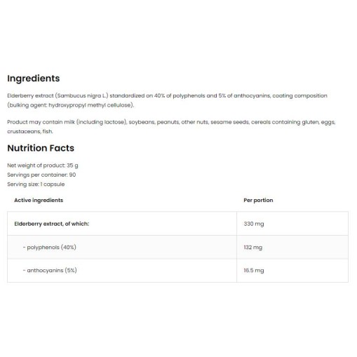 OstroVit Elderberry Extract 330 mg | Vege 90 капсули
