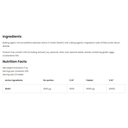 OstroVit Biotin 10.000 MAX 60 Таблетки OstroVit Biotin 10.000 MAX 60 Таблетки