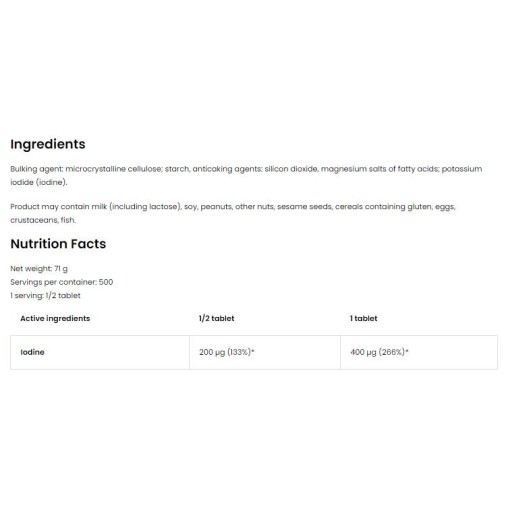 OstroVit Iodine 400 mcg | Potassium Iodine 250 Таблетки