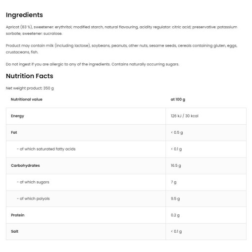 OstroVit Apricot 83% Jelly Squeeze | No Added Sugar 350 мл OstroVit Apricot 83% Jelly Squeeze | No Added Sugar 350 мл