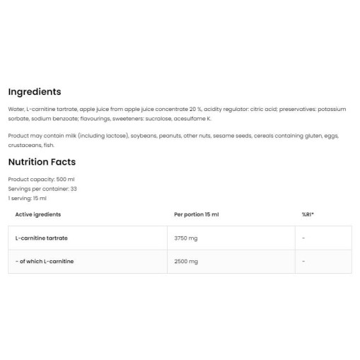 OstroVit L-Carnitine 125.000 Tartrate Liquid OstroVit L-Carnitine 125.000 Tartrate Liquid