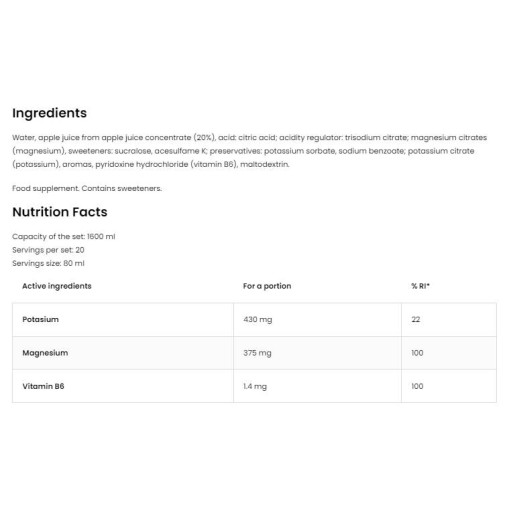 OstroVit Magnesium Shot / with Potassium + B6 20 x 80 мл OstroVit Magnesium Shot / with Potassium + B6 20 x 80 мл