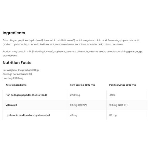 OstroVit Marine Collagen & Hyaluronic Acid Powder | with Vitamin C 200 грама OstroVit Marine Collagen & Hyaluronic Acid Powder | with Vitamin C 200 грама