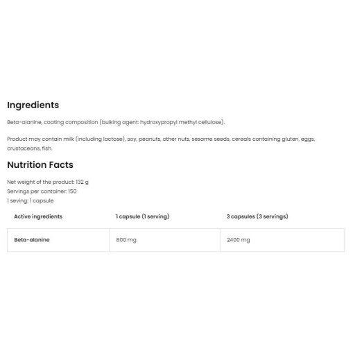 OstroVit Beta Alanine 2400 150 капсули OstroVit Beta Alanine 2400 150 капсули
