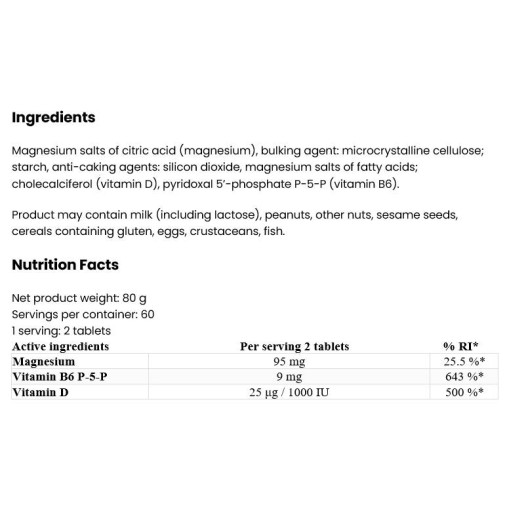 Magnesium + Vitamin D3 2000 IU + B6 - Витамин D над 1000 IU - OstroVit OstroVit Magnesium + Vitamin D3 2000 IU + B6 120 таблетки
