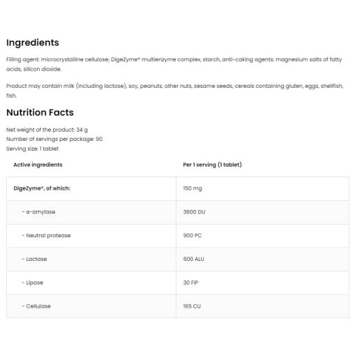 OstroVit DigeZyme® | Digestive Enzyme Complex Patent 90 Таблетки OstroVit DigeZyme® | Digestive Enzyme Complex Patent 90 Таблетки