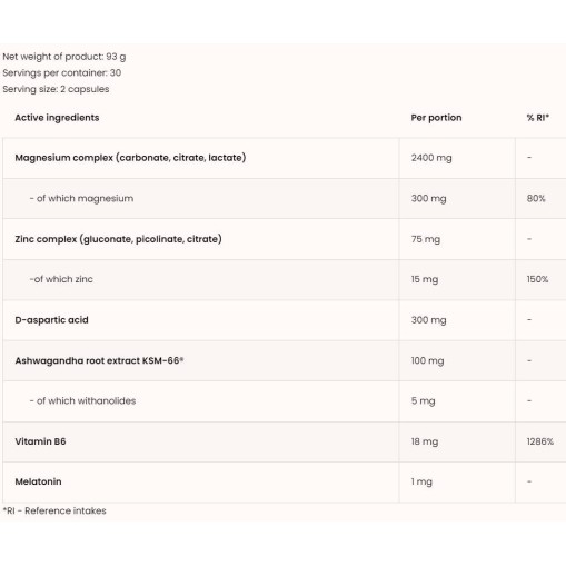 ZMAdvanced Caps | DAA, Ashwagandha and Melatonin - ZMA - OstroVit OstroVit ZMAdvanced Caps | DAA, Ashwagandha and Melatonin 60 капсули