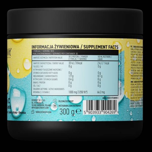 OstroVit Aqua Kick / Advanced Hydration with Vitamin C 300 грама